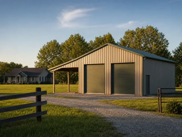 Illustrative example of a rural Oklahoma barn or metal shop property